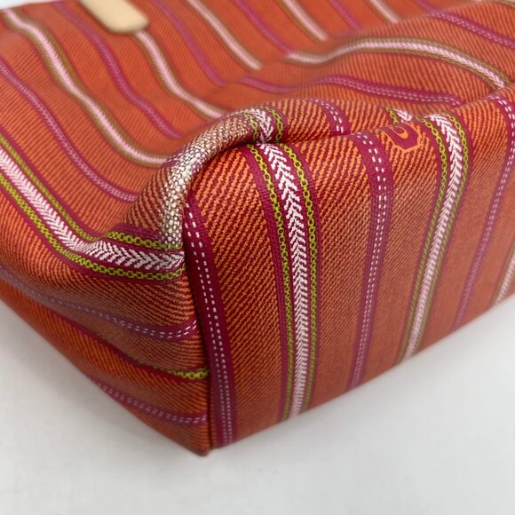 Coach Orange Pink Striped Leather Tote | Good Condition - Picture 2 of 9